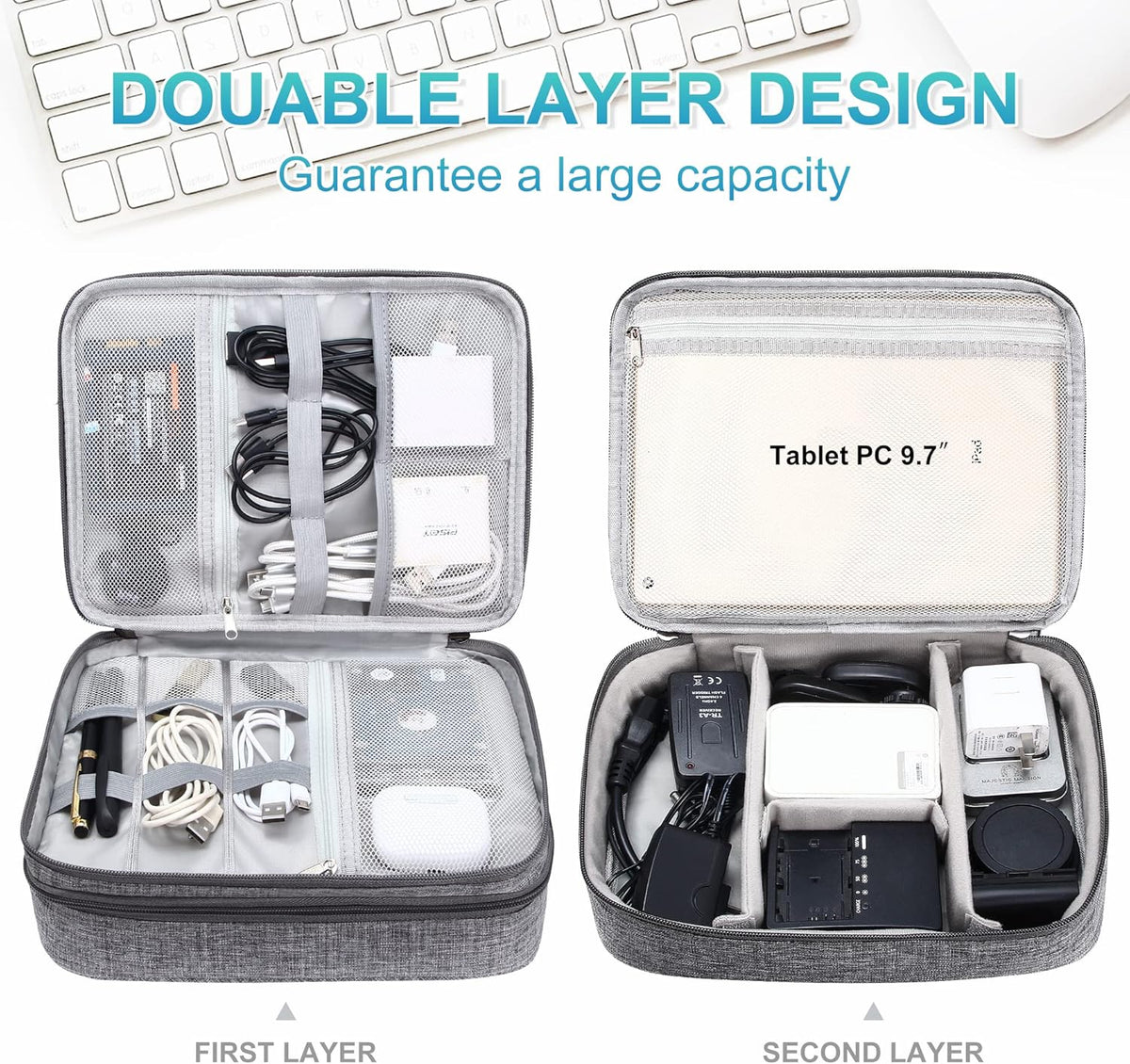 CILLA Electronics Organizer Travel, Travel Cord Organizer Case, Compact Electronics Accessories Bag for Cable, Cord, Charger, Phone