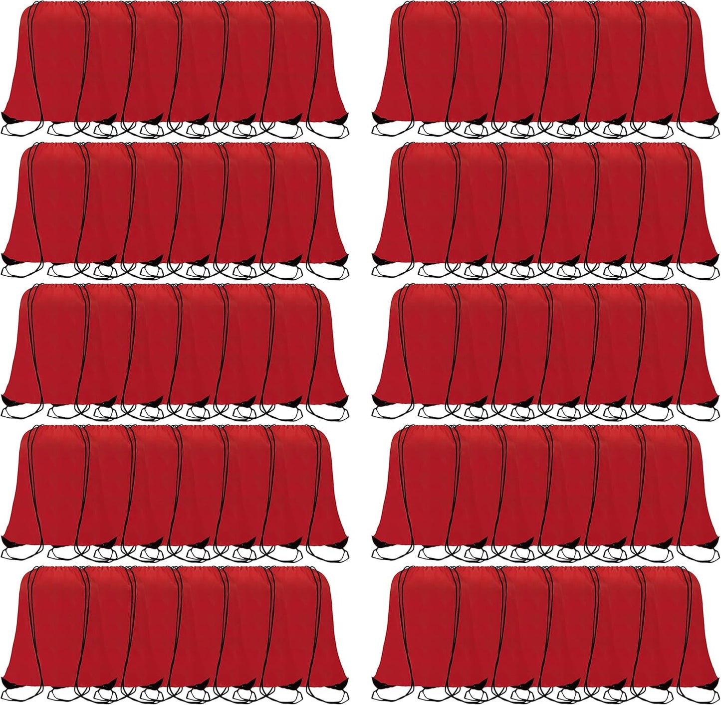 60 Pieces Red Drawstring Backpack Bags Sports Sackpack Bulk Cinch Gym Bag For Women Men Outdoor Sports Backpack