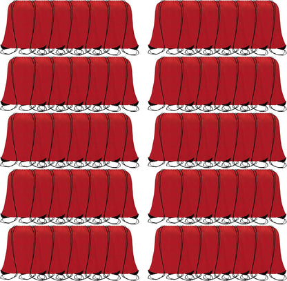 60 Pieces Red Drawstring Backpack Bags Sports Sackpack Bulk Cinch Gym Bag For Women Men Outdoor Sports Backpack