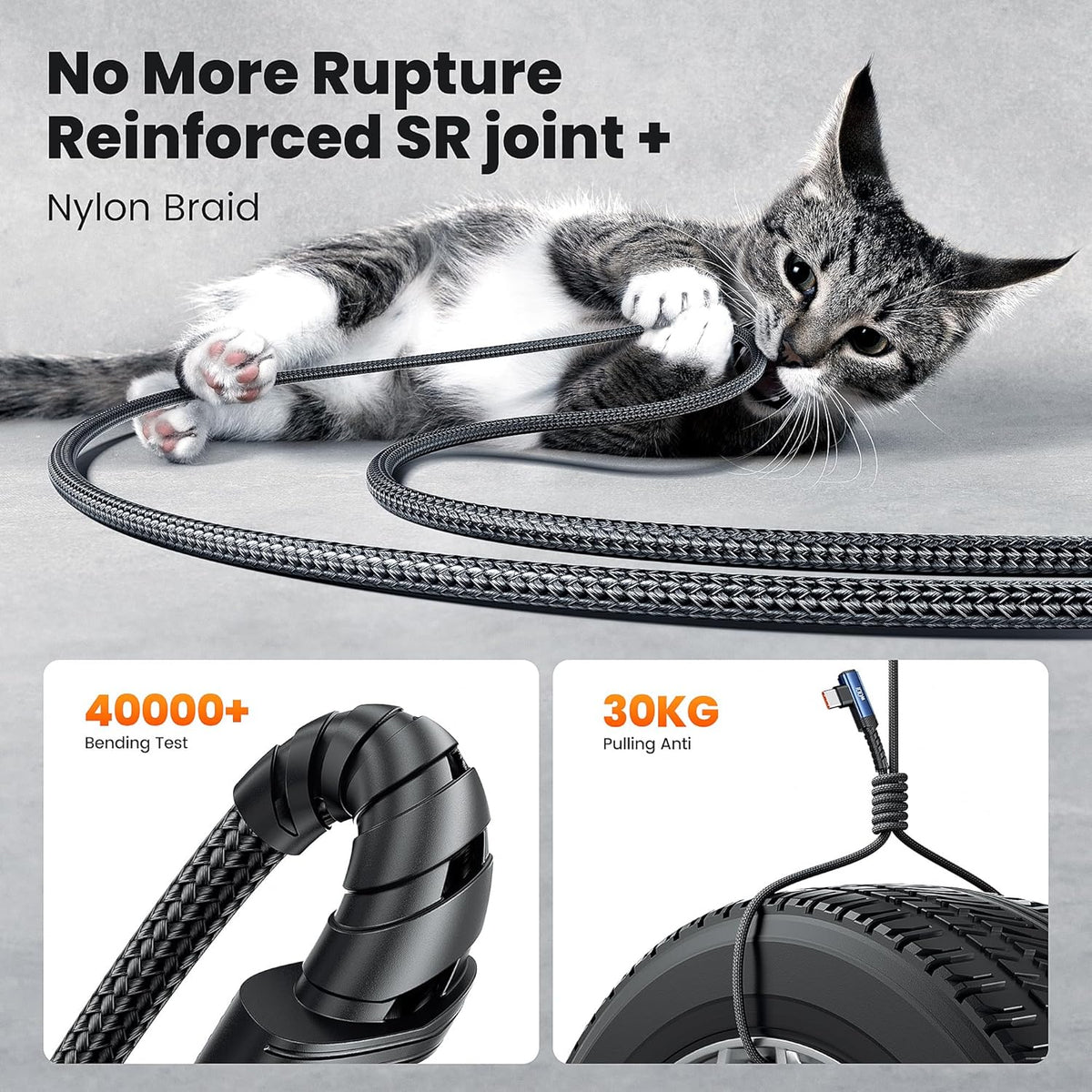 USB C Cable 10ft 100W Right Angle Fast Charging Cord, Nylon Braided USB 2.0 Cable for iPhone 17 16 15 Pro Plus Pro Max Air, iPad Pro, Samsung Galaxy S24 S23, Switch, MacBook Pro, Pixel