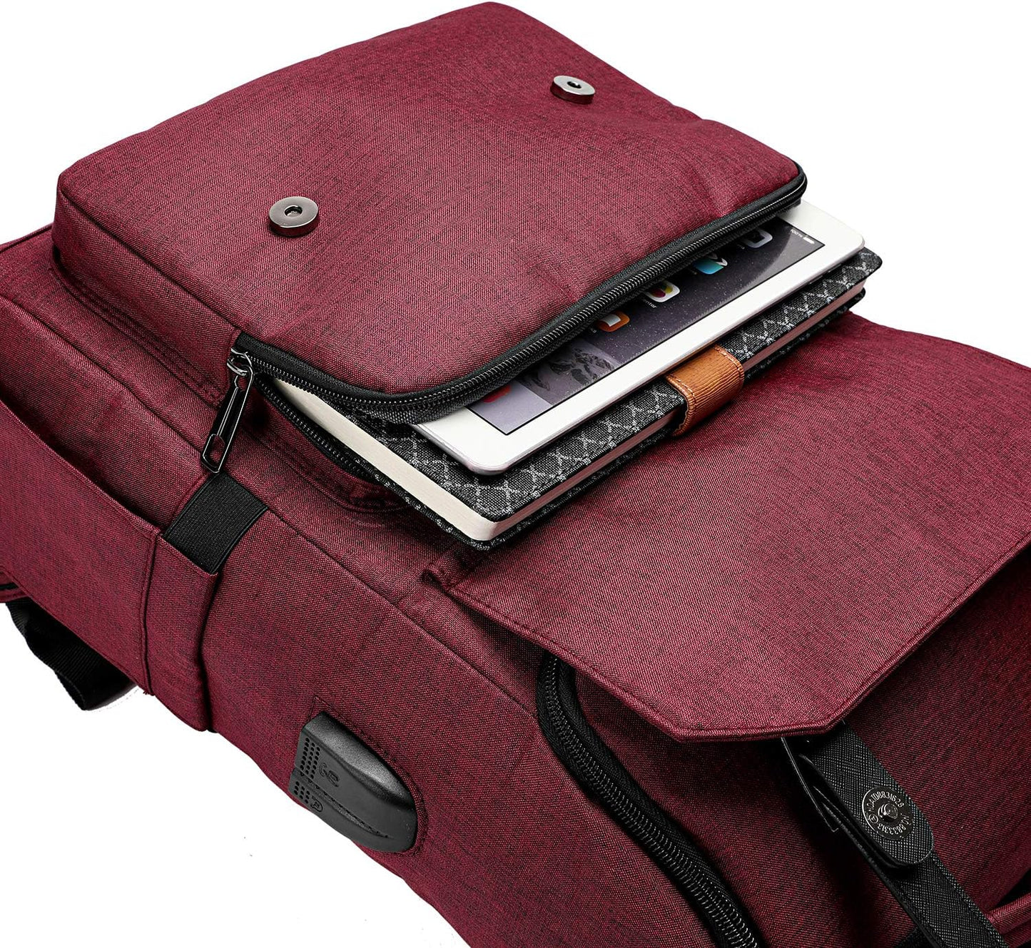 YALUNDISI Vintage Backpack Travel Laptop Backpack with usb Charging Port for Women & Men College Backpack Fits 15.6 Inch Laptop Red