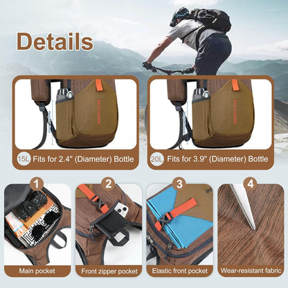 15L Small Hiking Backpack for Men Women Foldable Packable Back Pack Ultralight Hiking Daypack for Travel Camping Outdoor, Chocolate Brown