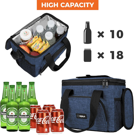 OPUX Soft Cooler Bag, Insulated Collapsible Lunch Cooler Bag for Men Work Camping Beach Travel, Portable Soft Sided Leakproof Waterproof Large Lunch Bag Box with Shoulder Strap 18 Cans, Heather Navy
