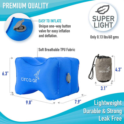 Circa Air Inflatable Knee Pillow for Side Sleepers - Orthopedic Knee Pillows for Sleeping, Sciatica Relief, Back Pain, Leg Pain, Hip or Joint Pain. Weighs Only 1.98 Oz Perfect for Travel/Home