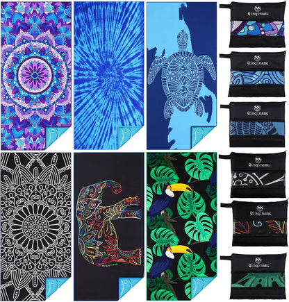 6 Pack Microfiber Thin Lightweight Beach Towel Oversized 71x32 Extra Large Sand Free Towels for Travel Swim Pool Yoga Gym Camping for Adults Women Men Beach Essentials Accessories Vacation Gift