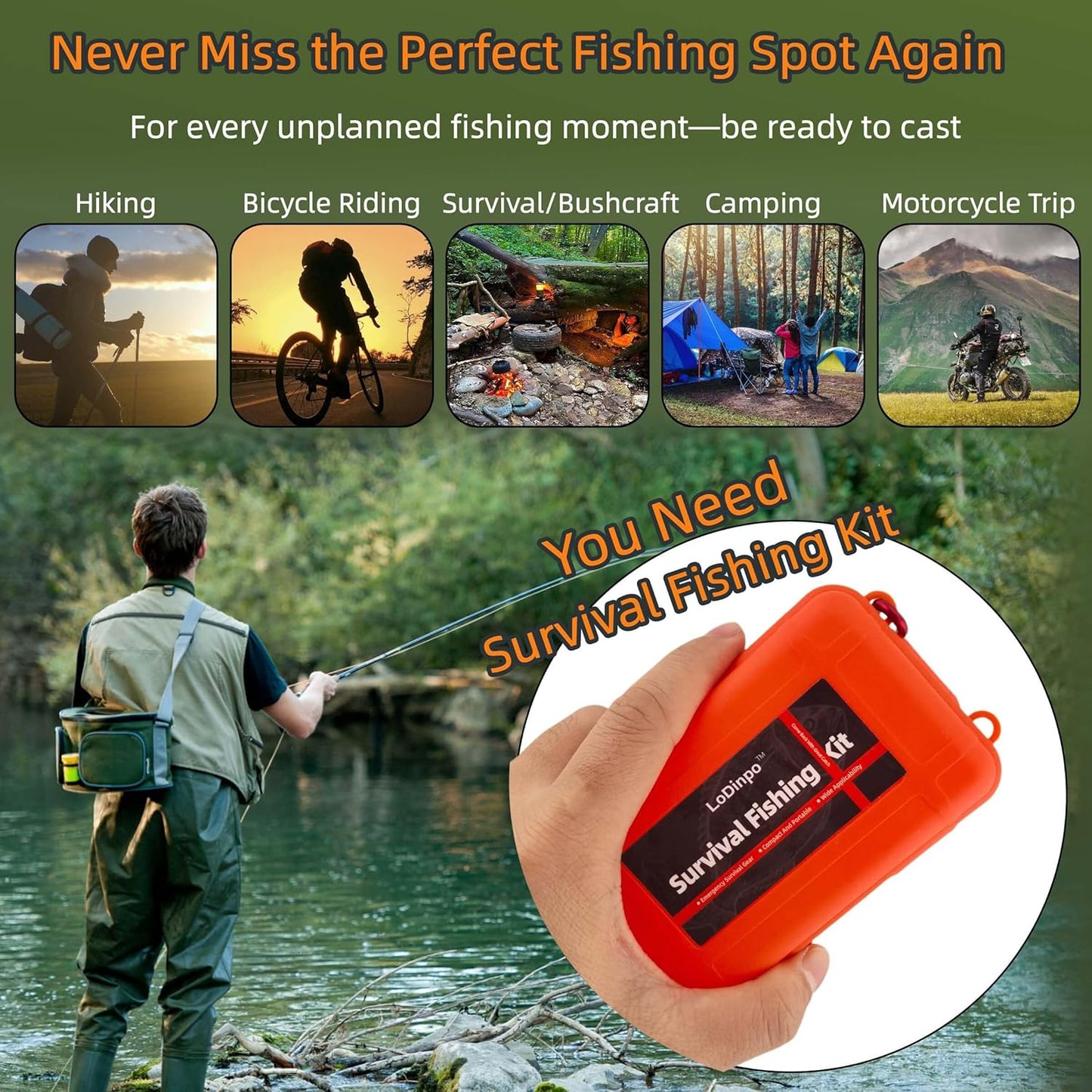 Mini Survival Fishing Kit Small Emergency Fishing TackleBox Pocket Outdoor Fishing Set Travel Party Fishing shoebox Surf Survivalist Fishing Accessories Pack Fishing Gear Gifts for Starter Men