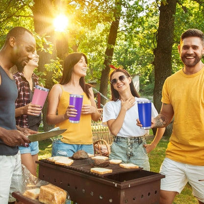 20 oz Tumbler Coffee Tavel Tumblers Bulk with Lid Stainless Steel Double Wall Vacuum Insulated Mug Powder Coated Cups fit Car Cupholder for Hot and Cold - Dark Blue, 8Pack