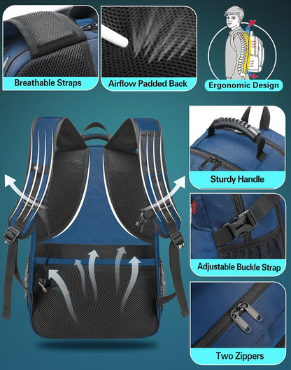 ProEtrade Travel Backpack, Extra Large Laptop Backpack School Business Anti Theft TSA Approved College Work Computer Bag Fits 17 Inch Laptop with USB Charging Port Bookbag for Women Men(Blue)