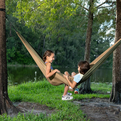 Outdoors Parachute Hammock Single with 2 Tree Straps, Portable Lightweight Nylon Comfortable for Backpacking, Camping, Travel, Beach, Backyard, Patio, Hiking