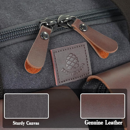 Canvas Duffle Bag for Men 50L Travel Duffel Bags Expandable Genuine Leather Duffel Overnight Weekender Carry On Bag Two Zipper Pockets Travel Bag (Grey, Large-50L)