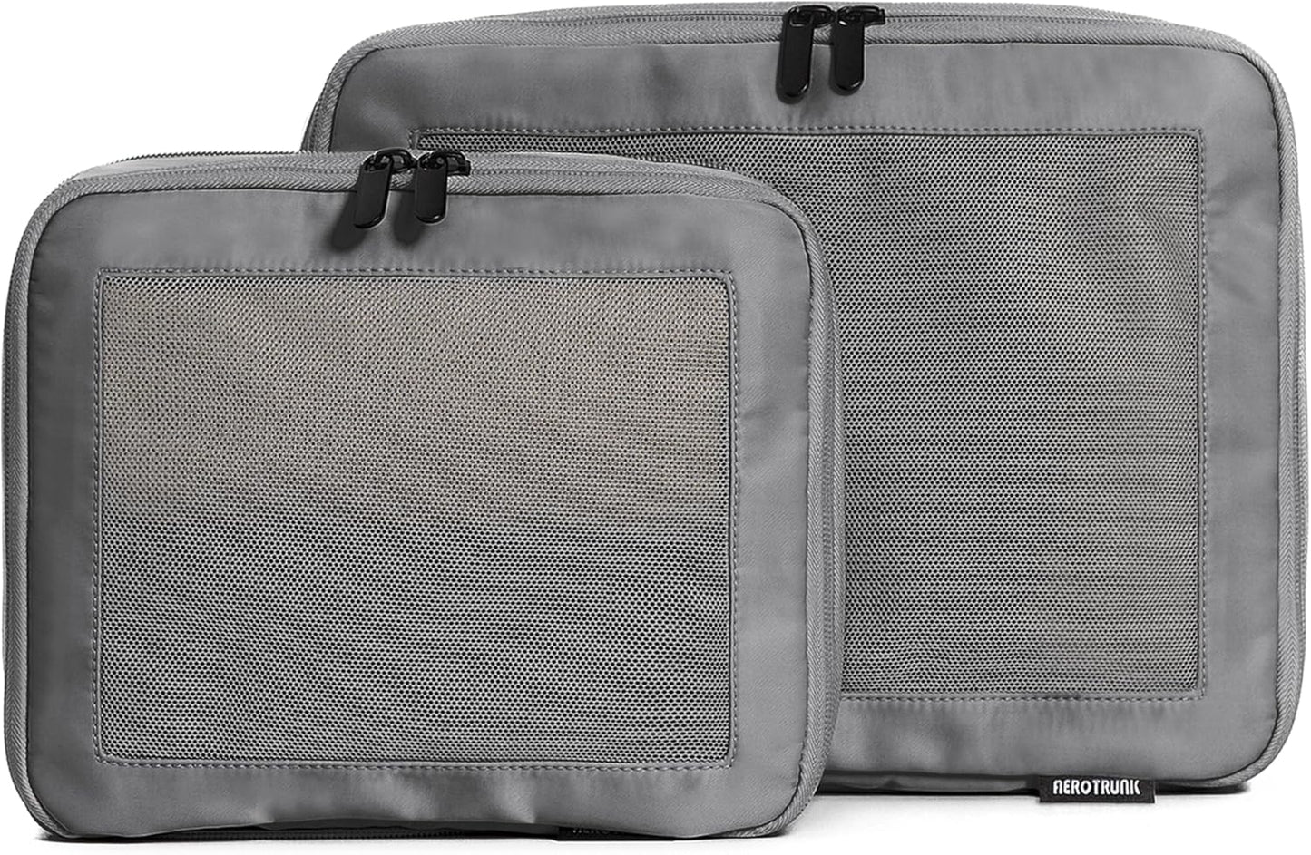 Compression Packing Cubes for Travel - Luggage Organizer Bags - Double Zipper Packing Cubes for Suitcases (2-Pack, Dark Grey)