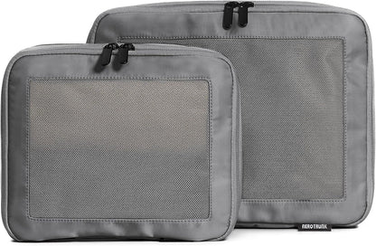 Compression Packing Cubes for Travel - Luggage Organizer Bags - Double Zipper Packing Cubes for Suitcases (2-Pack, Dark Grey)