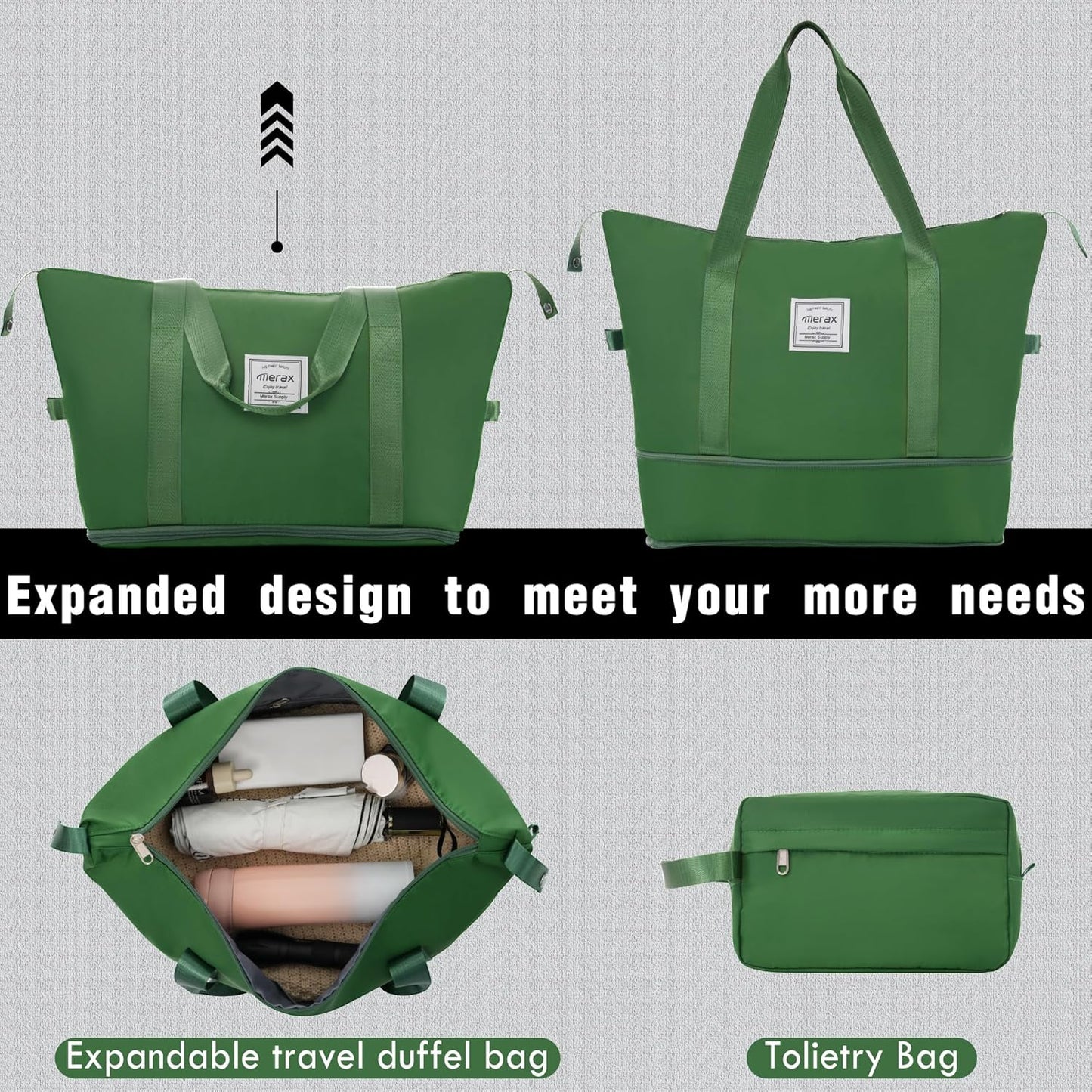 Merax Luggage Set 2 Piece Suitcase Sets with Spinner Wheel,Lightweight Hardside Expandable Travel Laggage with TSA Lock,Suitcase with Travel Bag(20"/28",Green)