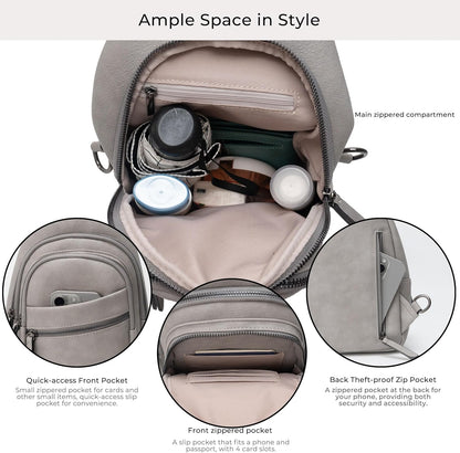 Alldaily Large Sling Bag for Women Crossbody Purse Leather Fashionable Trendy Chest Bag for Travel, Fanny Pack (Grey)