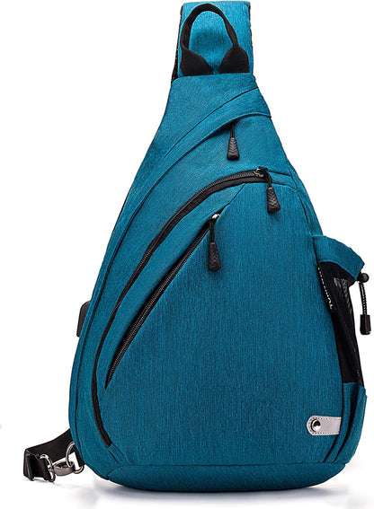 Water-Proof Sling bag/Crossbody Backpack/Shoulder Bag with USB Charging Port for Travel, Hiking, Cycling, Camping