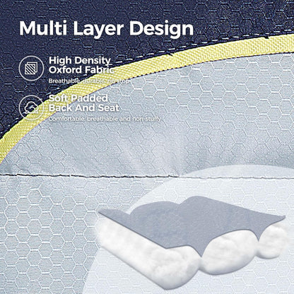 ALPHA CAMP Oversized Camping Chair Heavy Duty Lawn Chair with Cooler Bag Support 450 LBS Steel Frame Collapsible Padded Arm Quad Lumbar Back Folding Chair for Lawn Outdoor