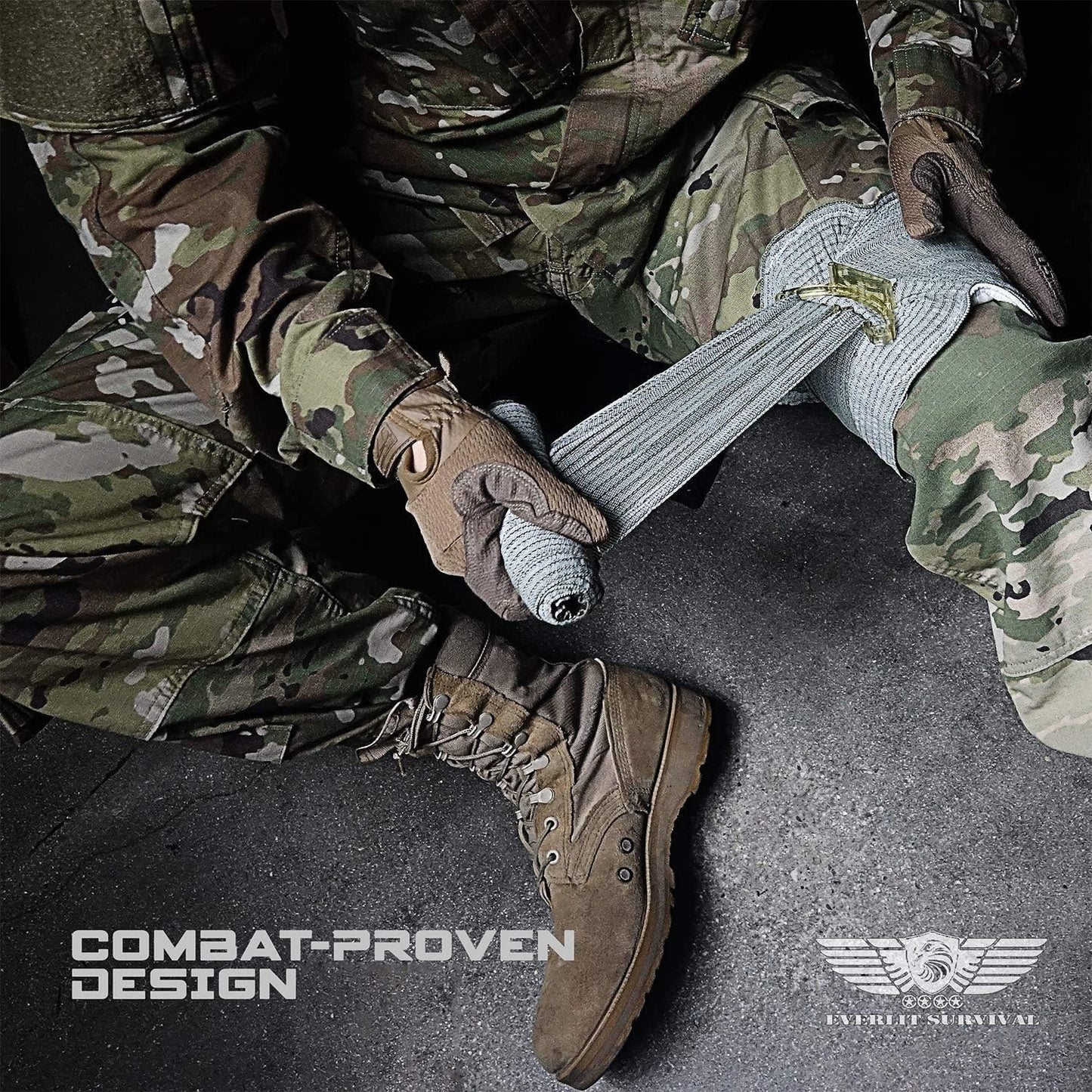 EVERLIT Emergency Trauma Kit, CAT GEN-7 Tourniquet 36" Splint, Military Combat Tactical IFAK for First Aid Response, Gun Shots, Severe Bleeding Control (OD Green)