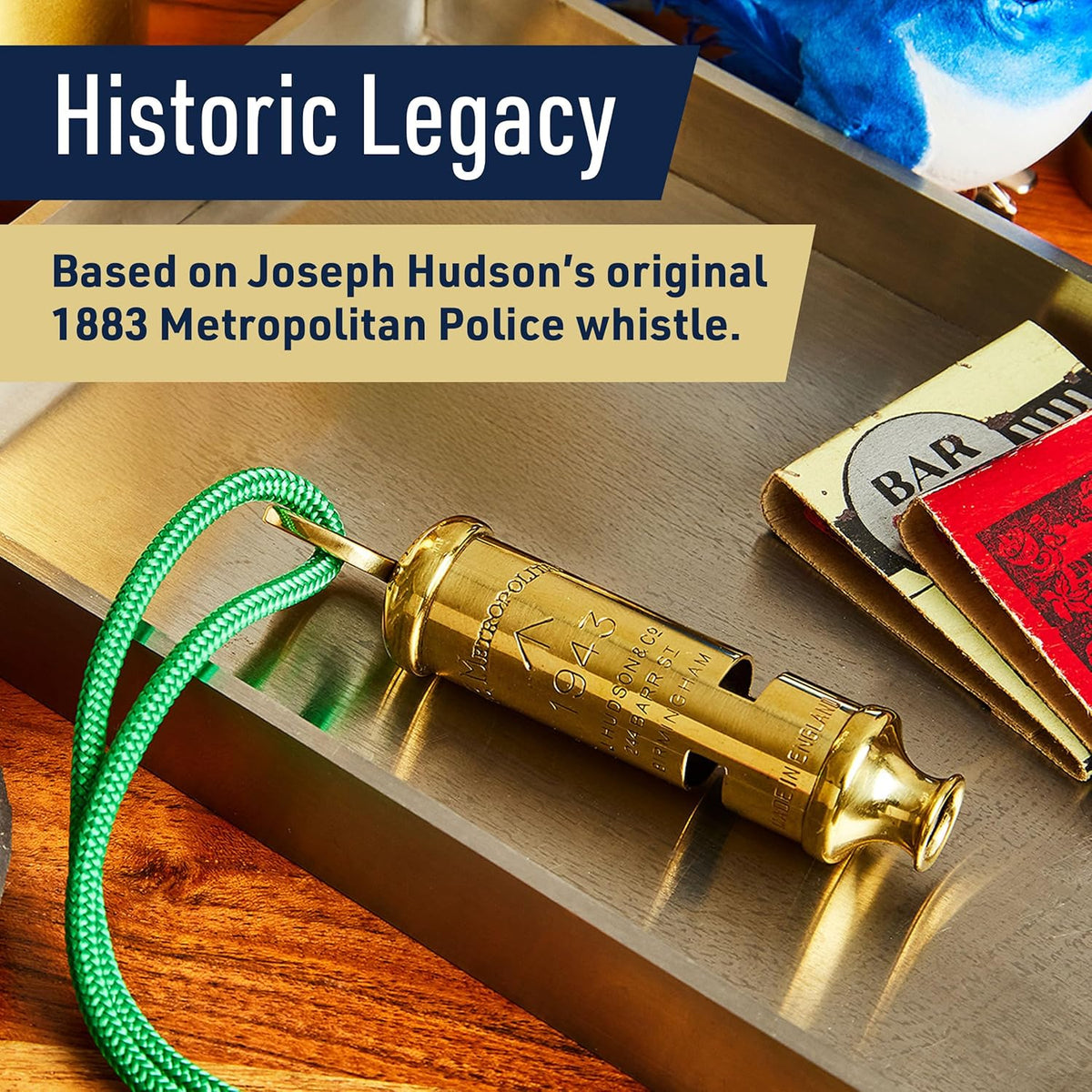 Brass Whistle with Keychain Ring - Loud Two Tone 102dB Whistle for Coaches, Referees, Hikers, and Police Gear - Authentic London Metropolitan Police and WWII Infantry Design by Kings County Tools