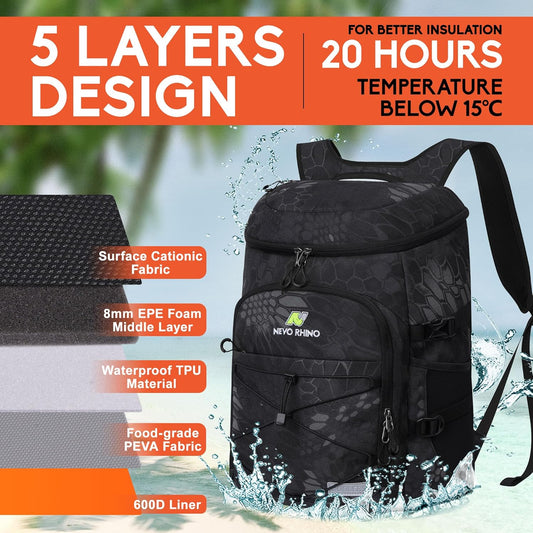 N NEVO RHINO Backpack Coolers Insulated Leak Proof 36/54 Cans,Portable Lightweight Waterproof Insulated Cooler Backpack for Men & Women Ideal for Camping,Travel,Beach,Picnics,Lunch & Day Trips