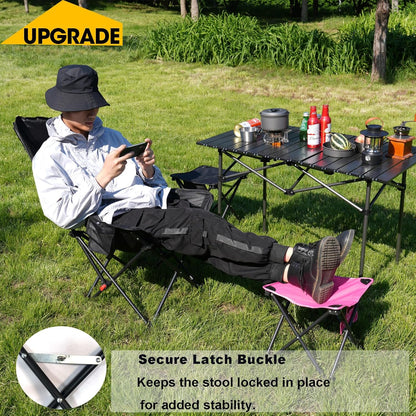 Opliy Camping Stool Upgrade Foot Stool for Camping Fishing Hiking Gardening and Beach, Camping Seat with Carry Bag (Rose Red)