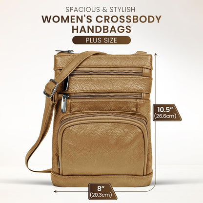 Krediz leather Crossbody Purses for Women, Multi Pocket Crossbody Purse with Adjustable Strap, Soft & Durable Leather Purse