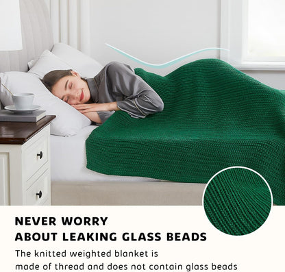 L'AGRATY Knitted Weighted Blanket - 48"x72" 15lbs Cooling Chunky Knit Heavy Blanket for Adults Braided Crochet Throw Thick Cable Yarn Knit Decorative No Beads Evenly Weighted Machine Washable