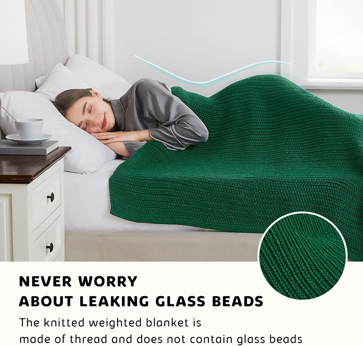 L'AGRATY Knitted Weighted Blanket - 48"x72" 20lbs Cooling Chunky Knit Heavy Blanket for Adults Braided Crochet Throw Thick Cable Yarn Knit Decorative No Beads Evenly Weighted Machine Washable