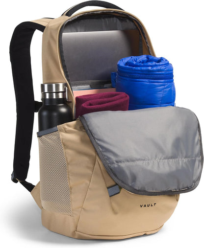 THE NORTH FACE Vault Everyday Laptop Backpack | Commuter Travel Bag with Water-Repellent Finish, Spacious Main Compartment, Khaki Stone/TNF Black, One Size