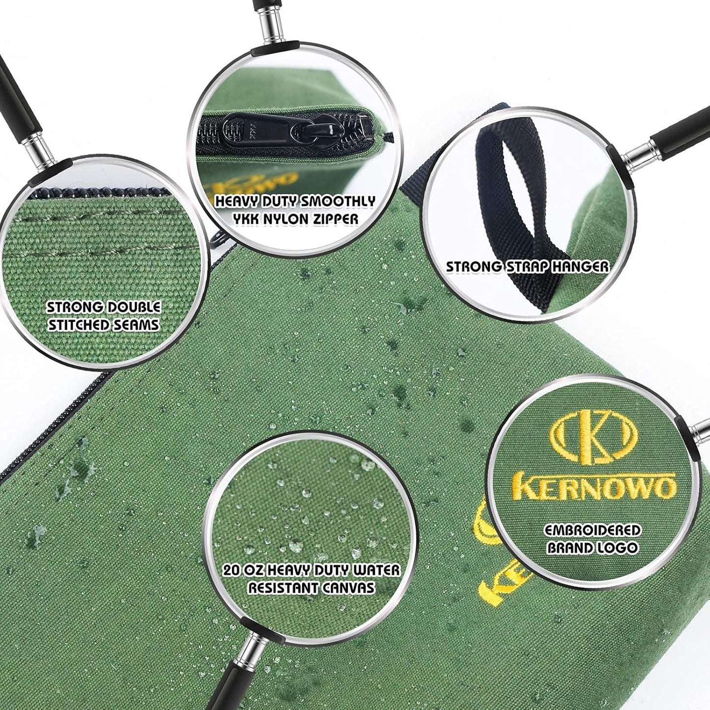 4 Pcs Upgrade Canvas Zipper Tool Pouch, 20 oz Heavy Duty Tool Bag, Water Resistant Utility tools Organizer, 7.5/9.5/11.5/13 inch Spacious Storage Pouches with Dependable YKK Nylon Zippers by KERNOWO