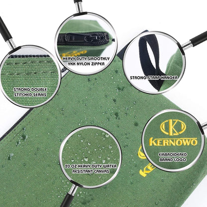 4 Pcs Upgrade Canvas Zipper Tool Pouch, 20 oz Heavy Duty Tool Bag, Water Resistant Utility tools Organizer, 7.5/9.5/11.5/13 inch Spacious Storage Pouches with Dependable YKK Nylon Zippers by KERNOWO