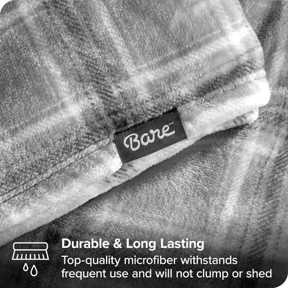 Bare Home Textured Fleece Blanket - Twin/Twin Extra Long - Ultra-Soft Lightweight for Bed, Sofa, and Couch - Luxury Microplush - Cozy Warm Blanket (Twin/Twin XL, Tartan Plaid)