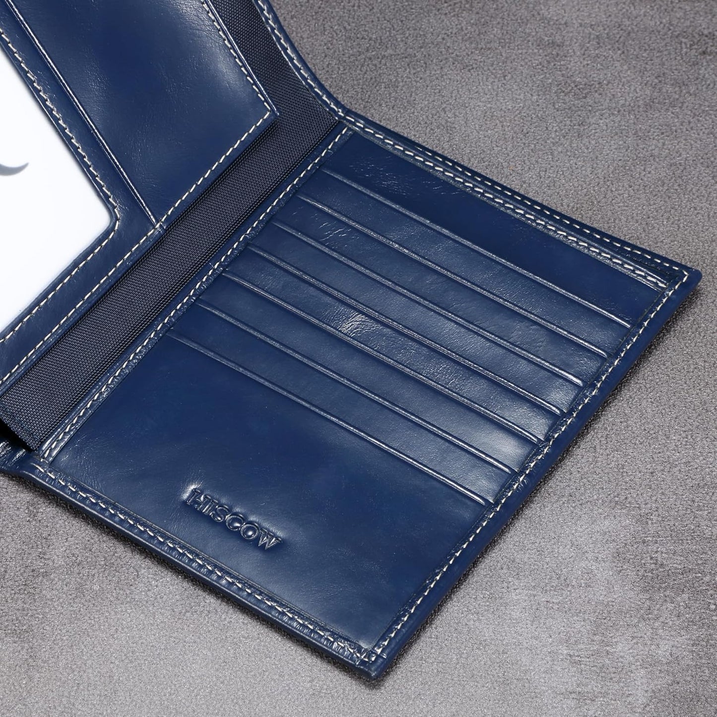 HISCOW Italian Leather Passport Holder for Travel - RFID Blocking Wallet Cover with Secure Organizer for Men & Women, US & Foreign Trips, Antiqued Blue