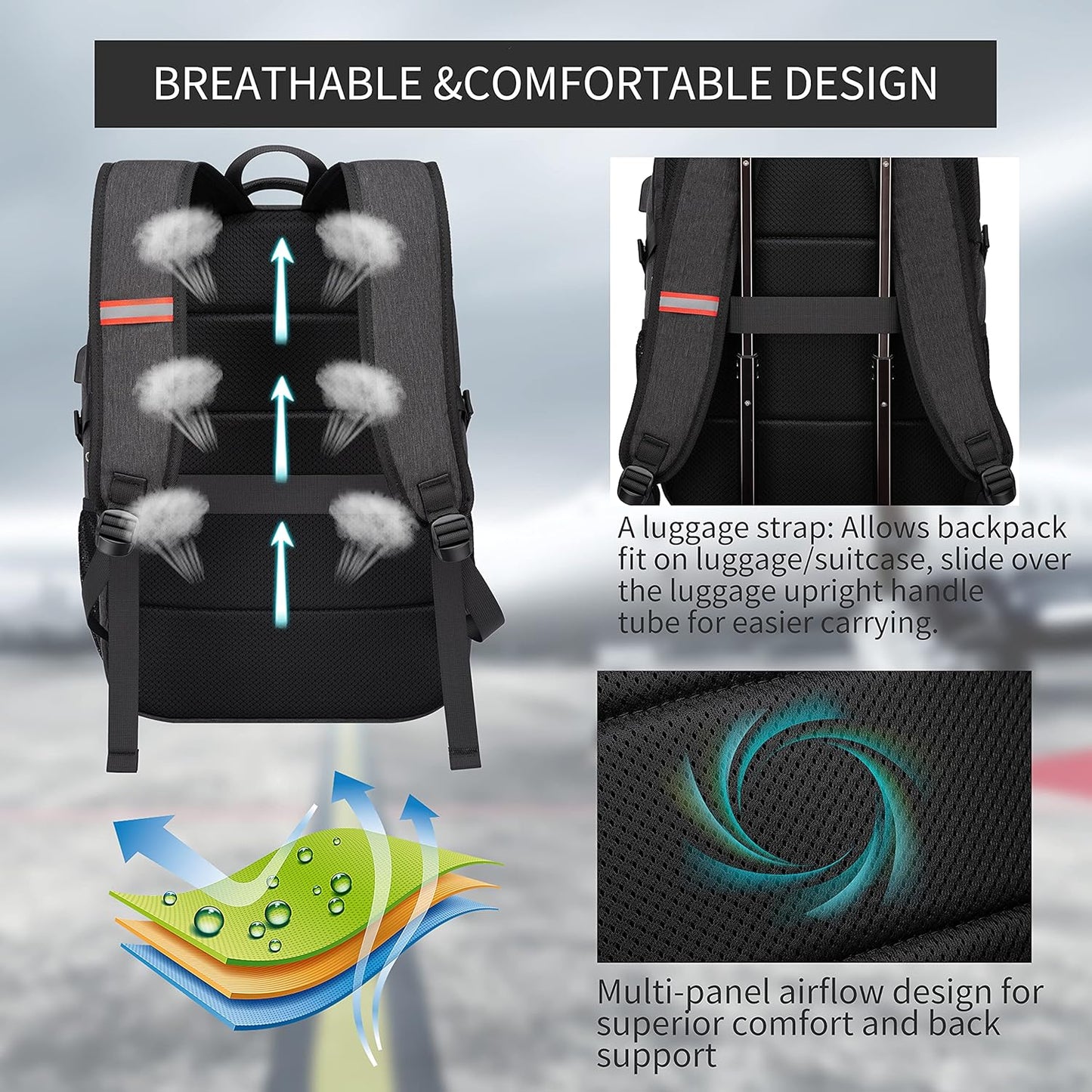 Backpack,17.3in Durable Travel Laptop Backpack, College Backpack,RFID Anti Theft Pocket Big Business Computer Bag,Water Resistant School Bookbag for Teens Men Women,Gifts Grey