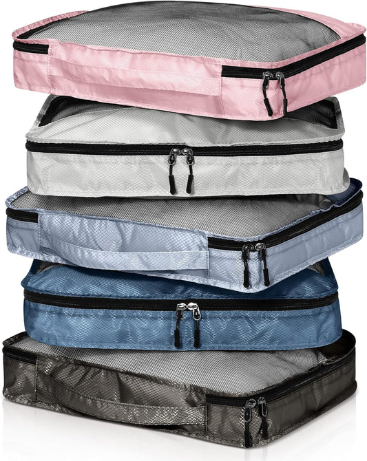 5 Pcs Packing Cubes for Suitcase Large Travel Cubes Carry on Luggage Organizer Bags for Clothes Accessories(L,Morandi)