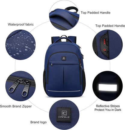 Backpack,Travel Backpack,School Backpack, 17.3 Inch Business Laptop Backpack with USB Charging Port,TSA Water Resistant College Bookbag Gifts for Men Women Boys Teen,Blue