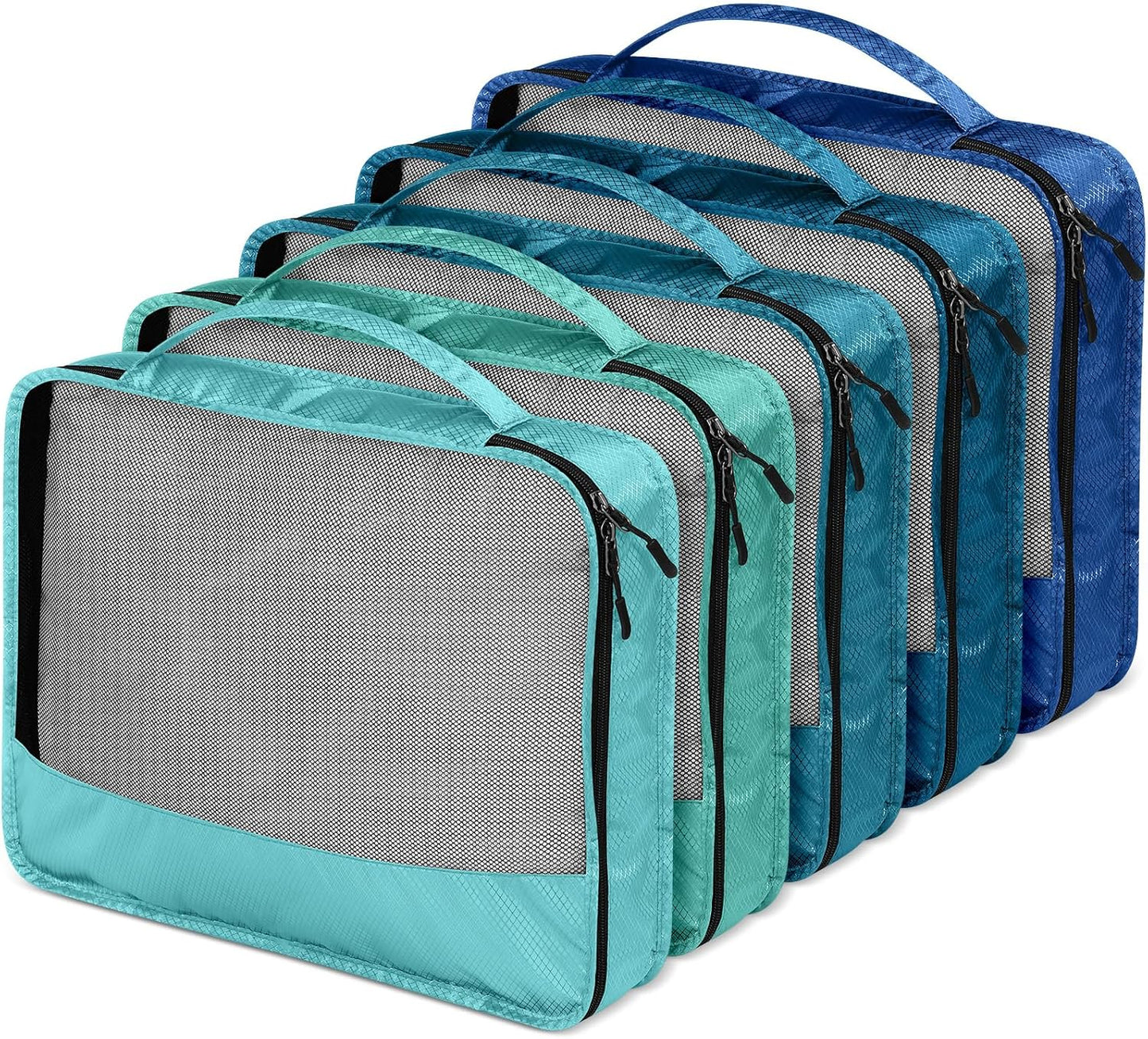 5 Pcs Packing Cubes for Suitcase Large Travel Cubes Carry on Luggage Organizer Bags for Clothes Accessories(L,Blue)