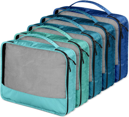5 Pcs Packing Cubes for Suitcase Large Travel Cubes Carry on Luggage Organizer Bags for Clothes Accessories(L,Blue)