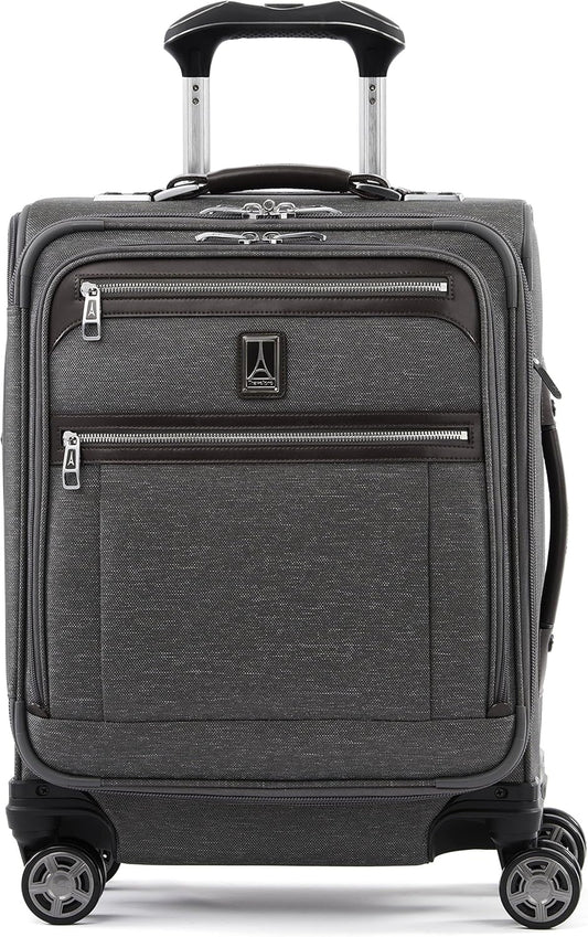 Travelpro Platinum Elite Softside Expandable Carry on Luggage, 8 Wheel Spinner Suitcase, USB Port, Men and Women, International, Vintage Grey, Carry On 19-Inch