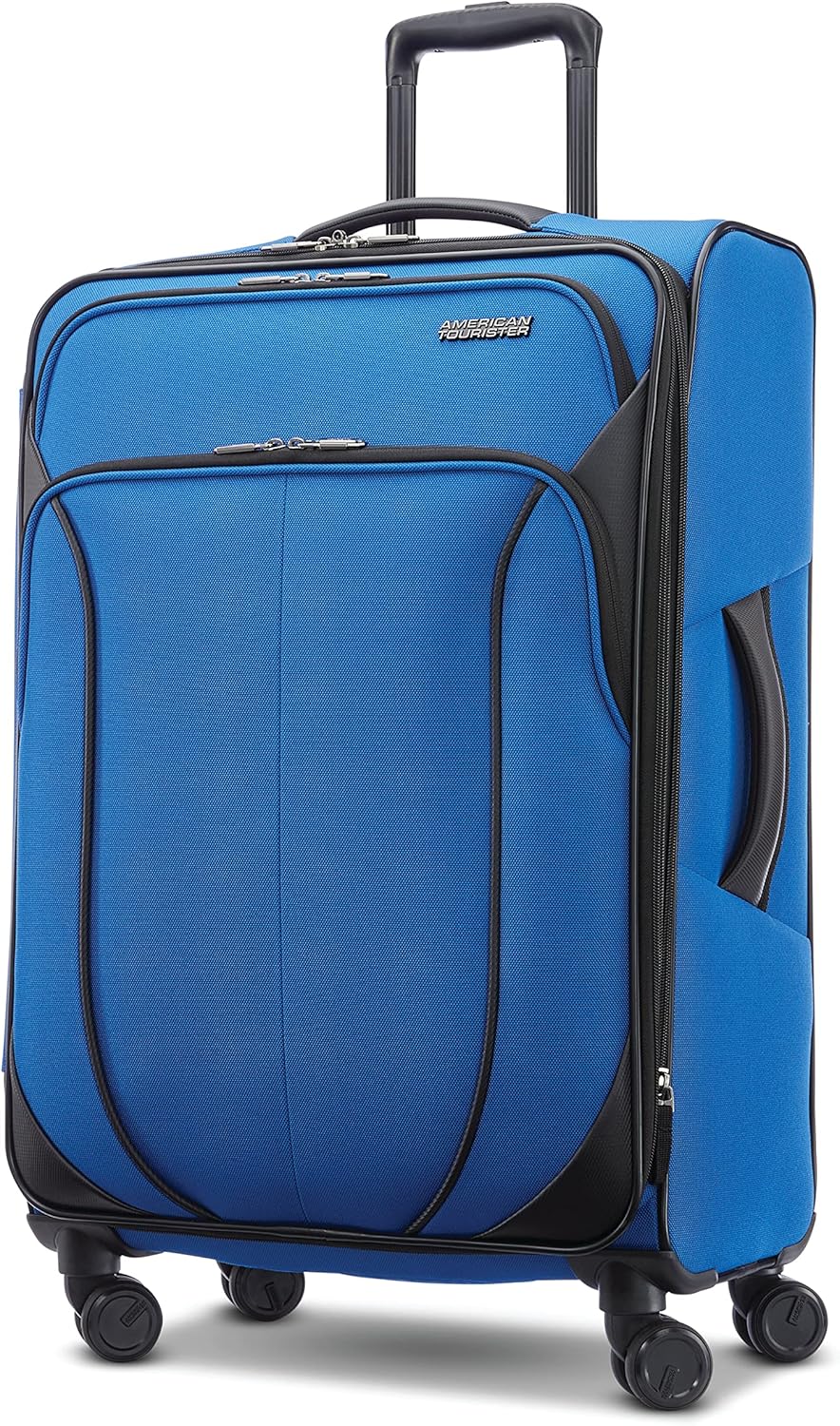 American Tourister 4 KIX 2.0 Expandable Softside Luggage with Spinner Wheels, 24 SPINNER, CLASSIC BLUE
