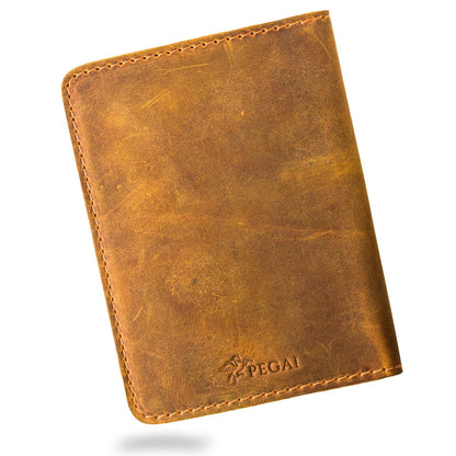 PEGAI Handcrafted Leather Passport Wallet for Men and Women | Full Grain Crazy Horse Leather Passport Holder | Custom Travel Passport Cover & Organizer | (Cinnamon)