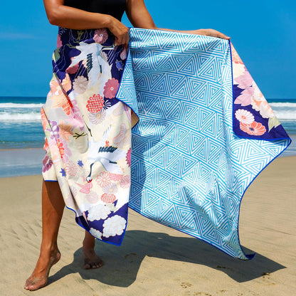Quick Dry Towel Extra Large 78x35 Inch - Microfiber Beach Towel - Perfect for Beach, Travel, Swimming, Pool, Yoga, Hiking, Camping - Lightweight, Fast Drying, Compact for Adults (Kimono Gold)