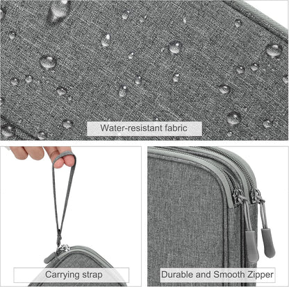 FYY Electronic Organizer, Travel Cable Organizer Bag Pouch Electronic Accessories Carry Case Portable Waterproof Double Layers Storage Bag for Cable, Cord, Charger, Phone, Large Size, Dark Grey