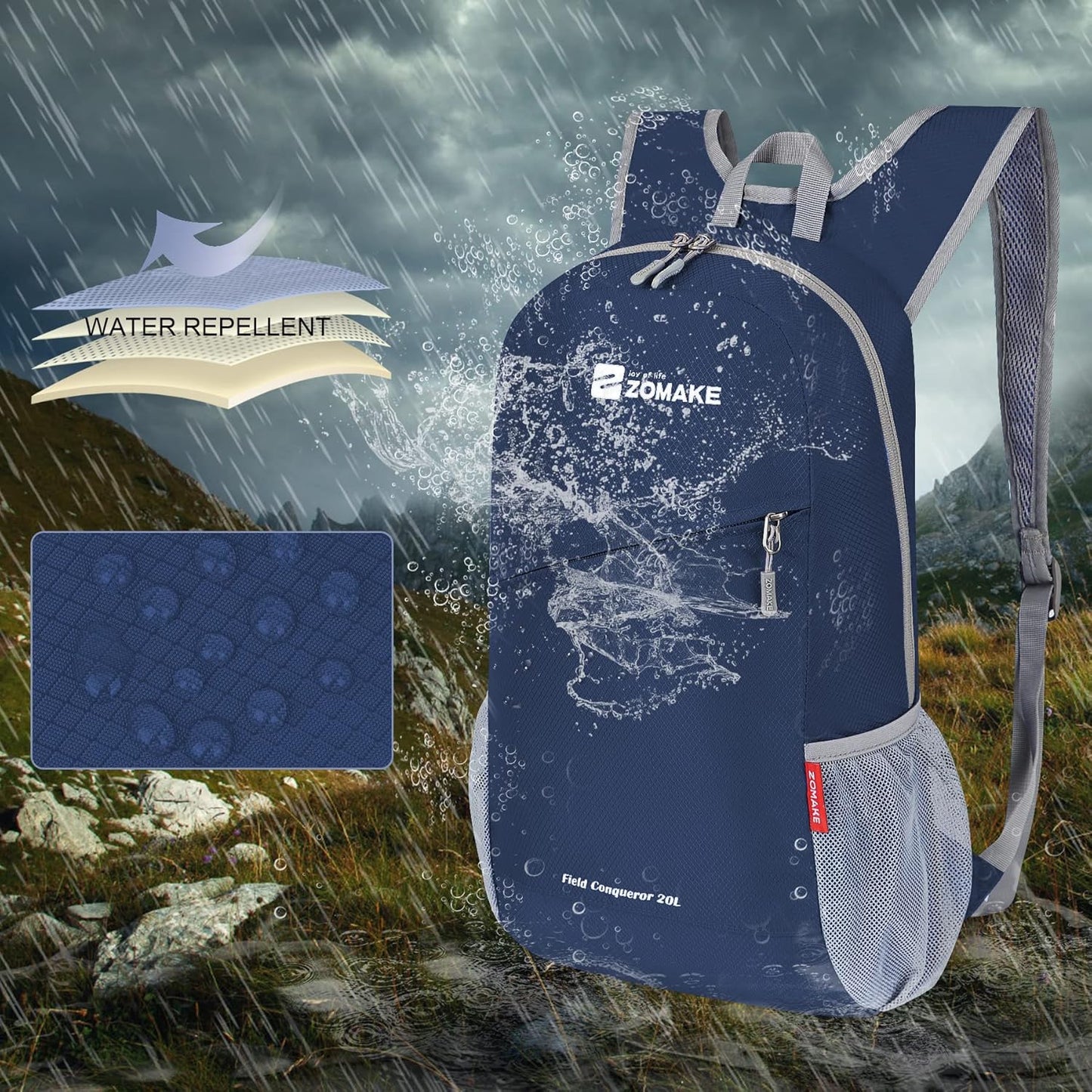 ZOMAKE Lightweight Packable Backpack 20L, Foldable Backpacks Small Daypack for Hiking Water Resistant Day Bag for Travel