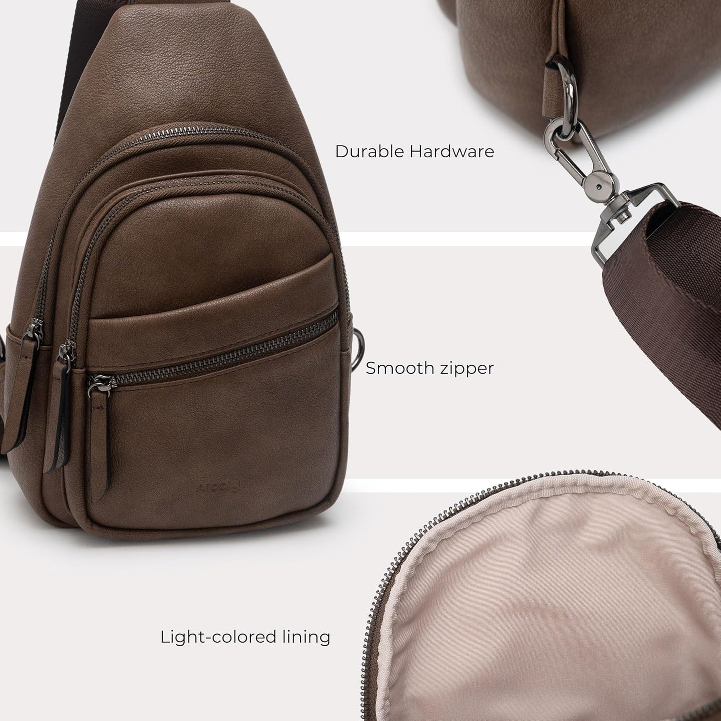 Alldaily Large Sling Bag for Women Crossbody Purse Leather Fashionable Trendy Chest Bag for Travel, Fanny Pack (Chocolate)