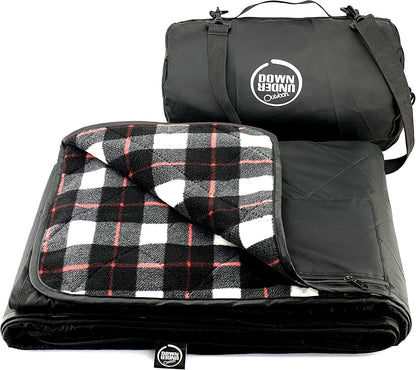 DOWN UNDER OUTDOORS Large Waterproof Windproof Extra Thick 350 GSM Quilted Fleece, or Sherpa Stadium Blanket