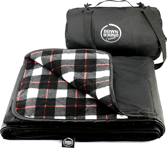 DOWN UNDER OUTDOORS Large Waterproof Windproof Extra Thick 350 GSM Quilted Fleece, or Sherpa Stadium Blanket