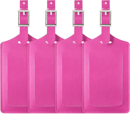 Travelambo Luggage Tags for Suitcases PU Leather Travel Tags Bag Tags Privacy Protection Travel Essentials