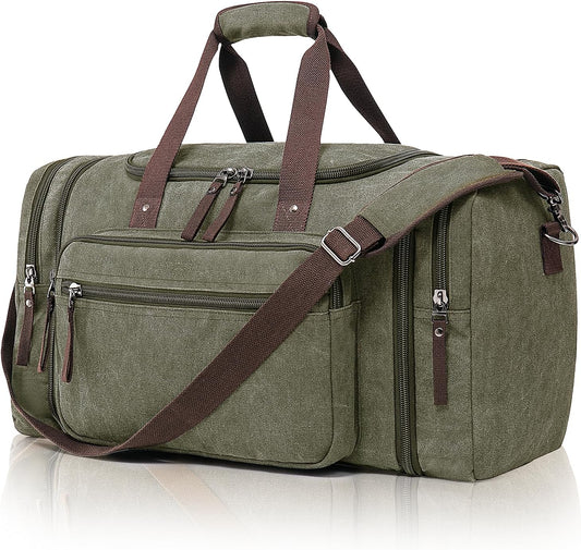 Canvas Expandable Duffle Bag for Men Traveling, Luggage Travel Bag Weekender Overnight Bag,Mens Gym Carry on Duffel Bags