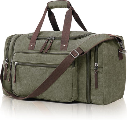 Canvas Expandable Duffle Bag for Men Traveling, Luggage Travel Bag Weekender Overnight Bag,Mens Gym Carry on Duffel Bags