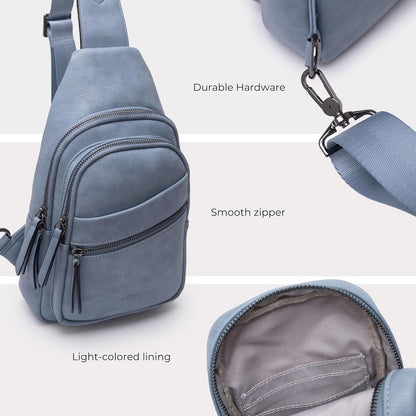 Alldaily Large Sling Bag for Women Crossbody Purse Leather Fashionable Trendy Chest Bag for Travel, Fanny Pack (Blue)